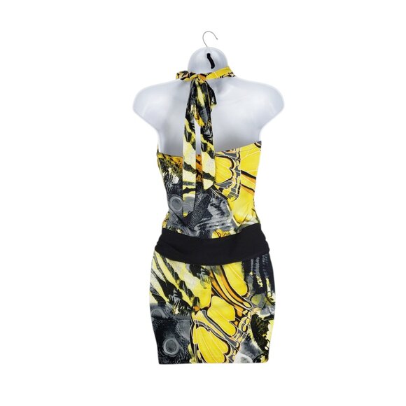 Cache Halter Top Yellow Black Butterfly Wing Longline Clubwear Size Small - Picture 2 of 8